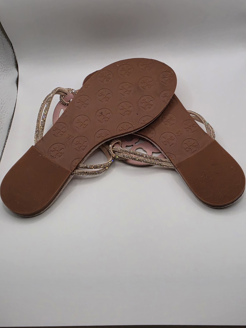 Tory Burch Pink Embellished Logo Thong Sandals - Picture 4 of 9